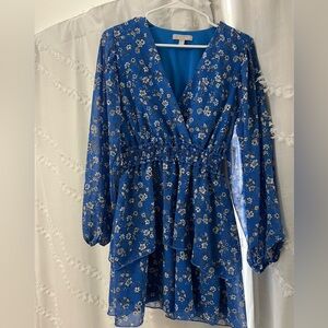 Chelsea 28 Blue Floral Ruffle Dress NWT